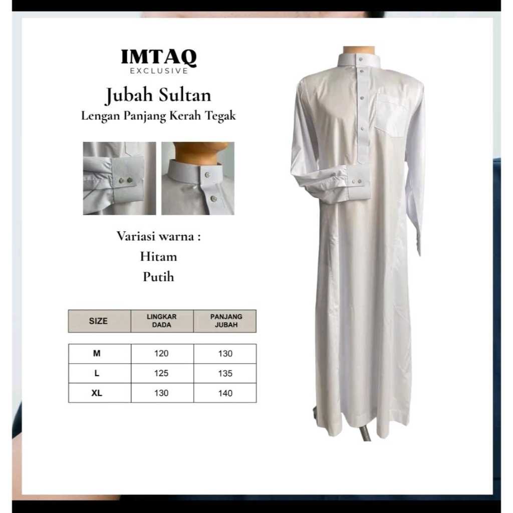 Jubah Sultan Pria Dewasa Premium - Gamis laki-laki lengan Panjang Premium KHUSUS PUTIH