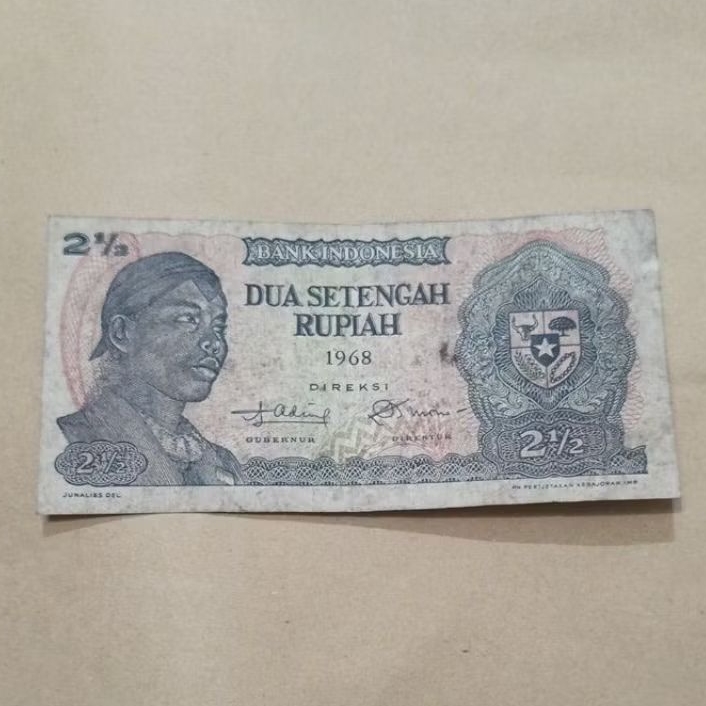 Uang Kertas Kuno 2.5 Rupiah Sudirman 1968