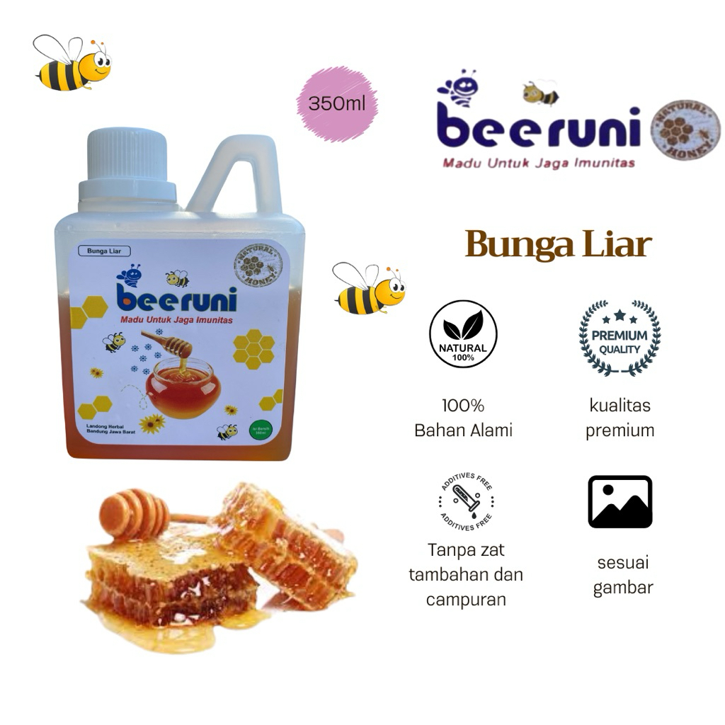 

Madu murni asli 100% bunga liar 350ml - beeruni
