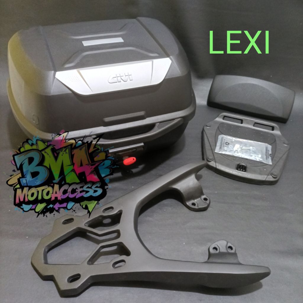 BOX GIVI E43NTL & BREKET BOX+BACKREST - LEXI 125/155 / PAKETAN BOX GIVI E43 NTL - LEXI