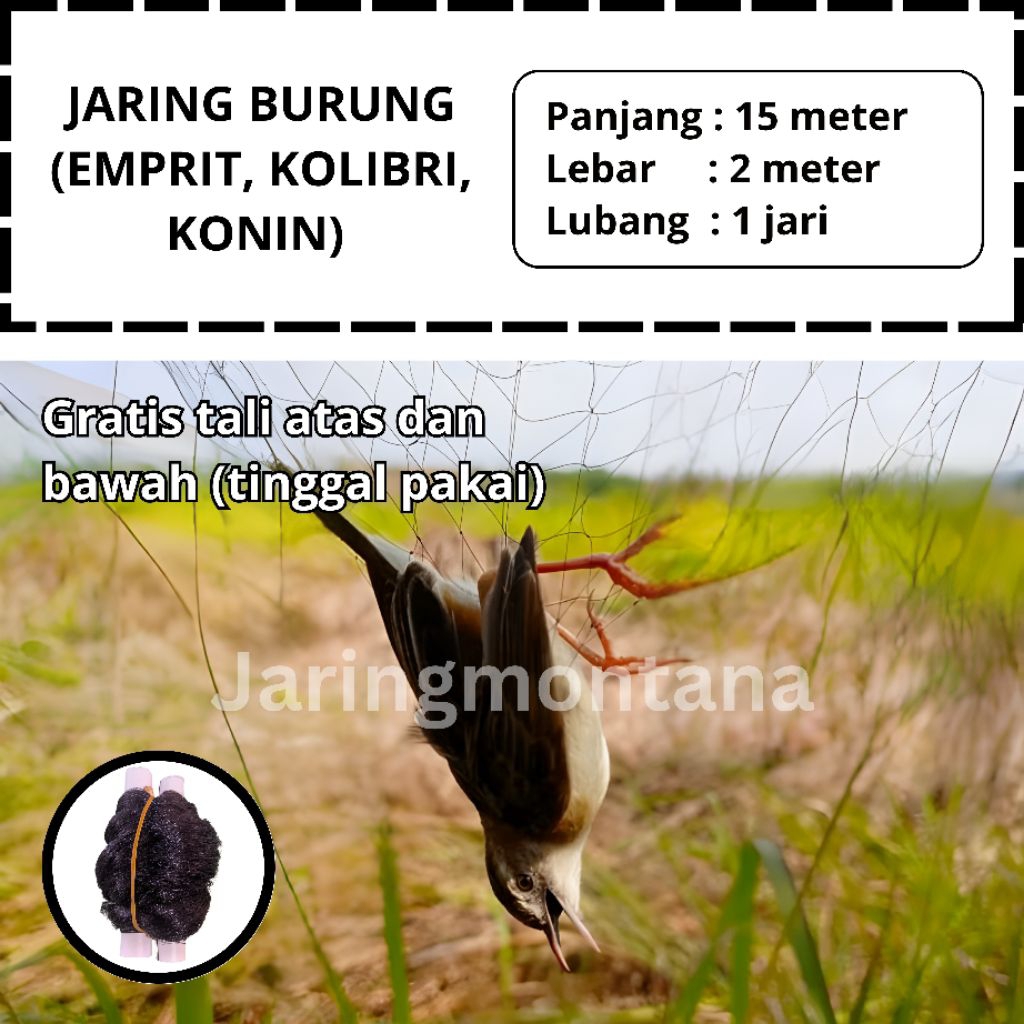 JARING EMPRIT JARING BURUNG SAWAH 15 METER SIAP PAKAI JARING