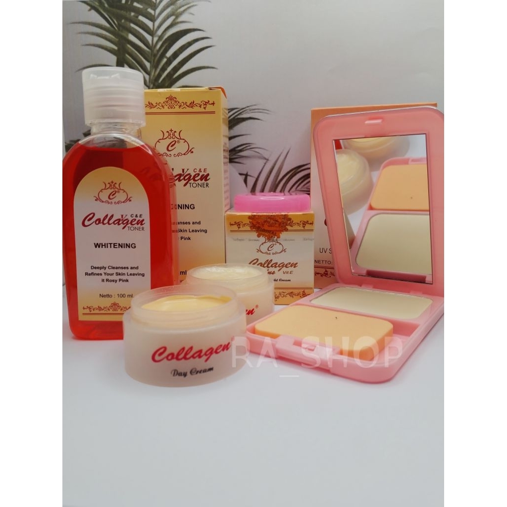 PAKET COLLAGEN " 4in1 " ( KRIM SIANG _ KRIM MALAM _ TONER _ BEDAK )