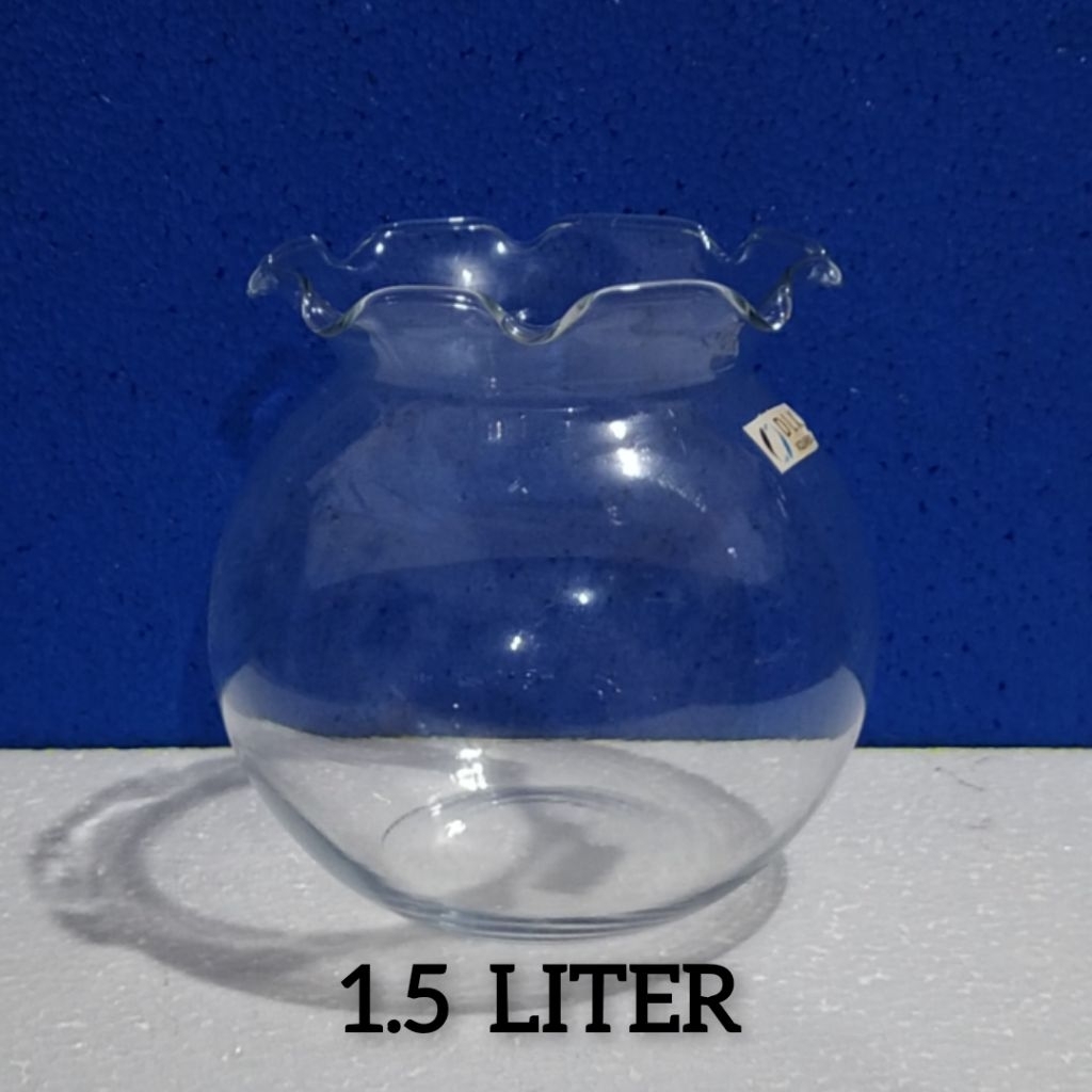 Aquarium Kaca Bulat SHELLA 1.5 Liter ( Khusus Instant ) / Merk DLX / Aquarium Toples