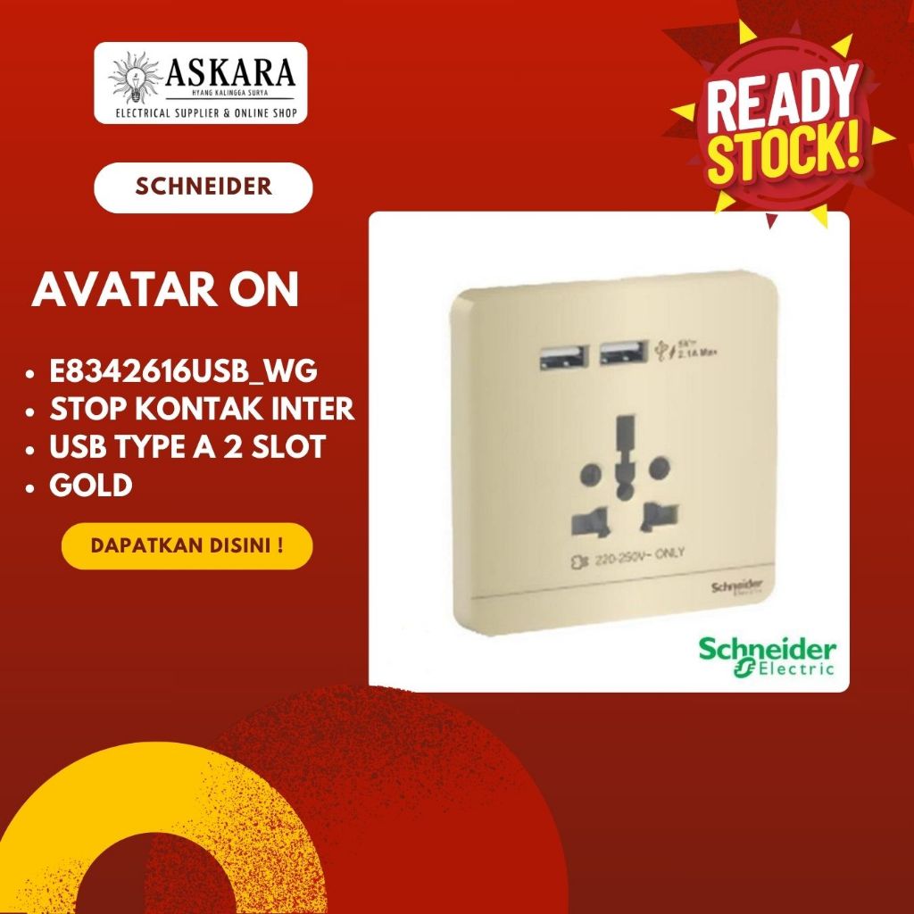 SCHNEIDER AVATARON INT SOCKET W USB 2.1A WINE GOLD E8342616USB_WG / Socket Avataron