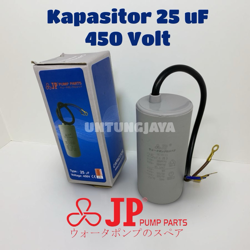 KAPASITOR BULAT KABEL JP 25 uf 25UF 450VOLT // KAPASITOR KABEL POMPA AIR JP 25 MIKRO // CAPACITOR JP