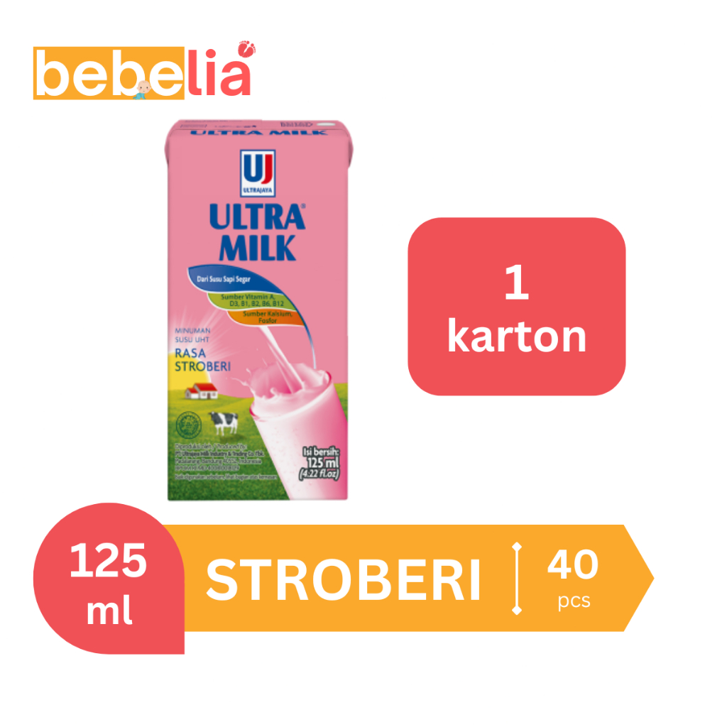 

Ultra Milk Susu UHT Stroberi 125 ml 1 dus isi 40 pcs