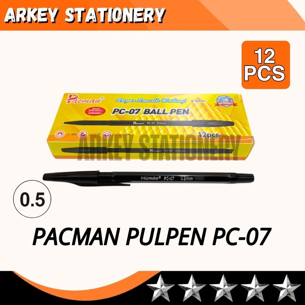 

PACMAN PULPEN PC-07 0.5 mm HITAM / PULPEN PACMAN SMOOTH WRITING