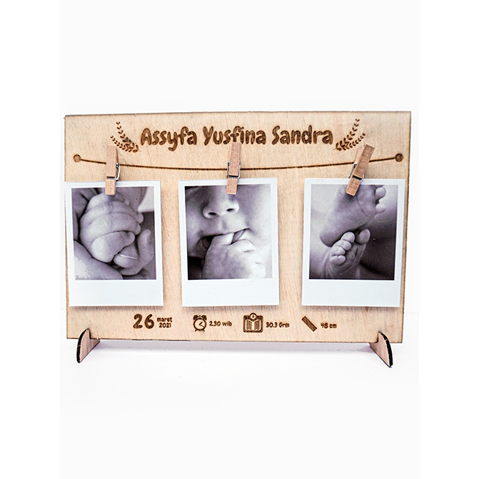 BOARD FOTO BAYI - FIGURA PAPAN KAYU FOTO BAYI 3 PHOTO HIASAN DINDING