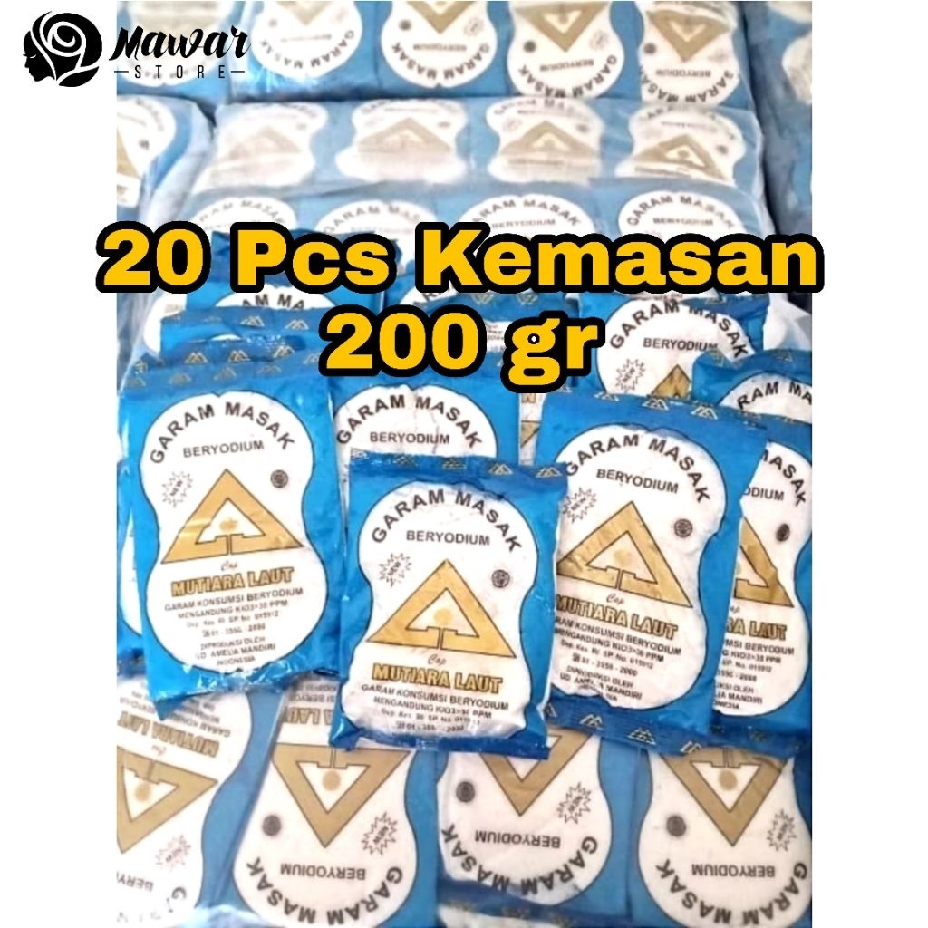 

[ 20 PCS ] GARAM DAPUR HALUS SUPER BERYODIUM KEMASAN 200gr CAP MUTIARA LAUT