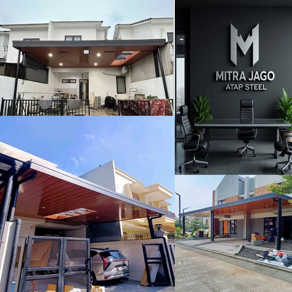 Kanopi Minimalis Rangka Baja Ringan + Plafon pvc