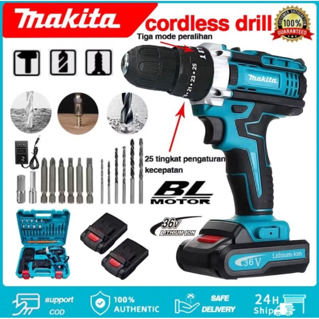 MAKITA 72v Mesin bor 2batrai cas 10.mm bor listrik murah bor tangan bor batrai bor tembok.