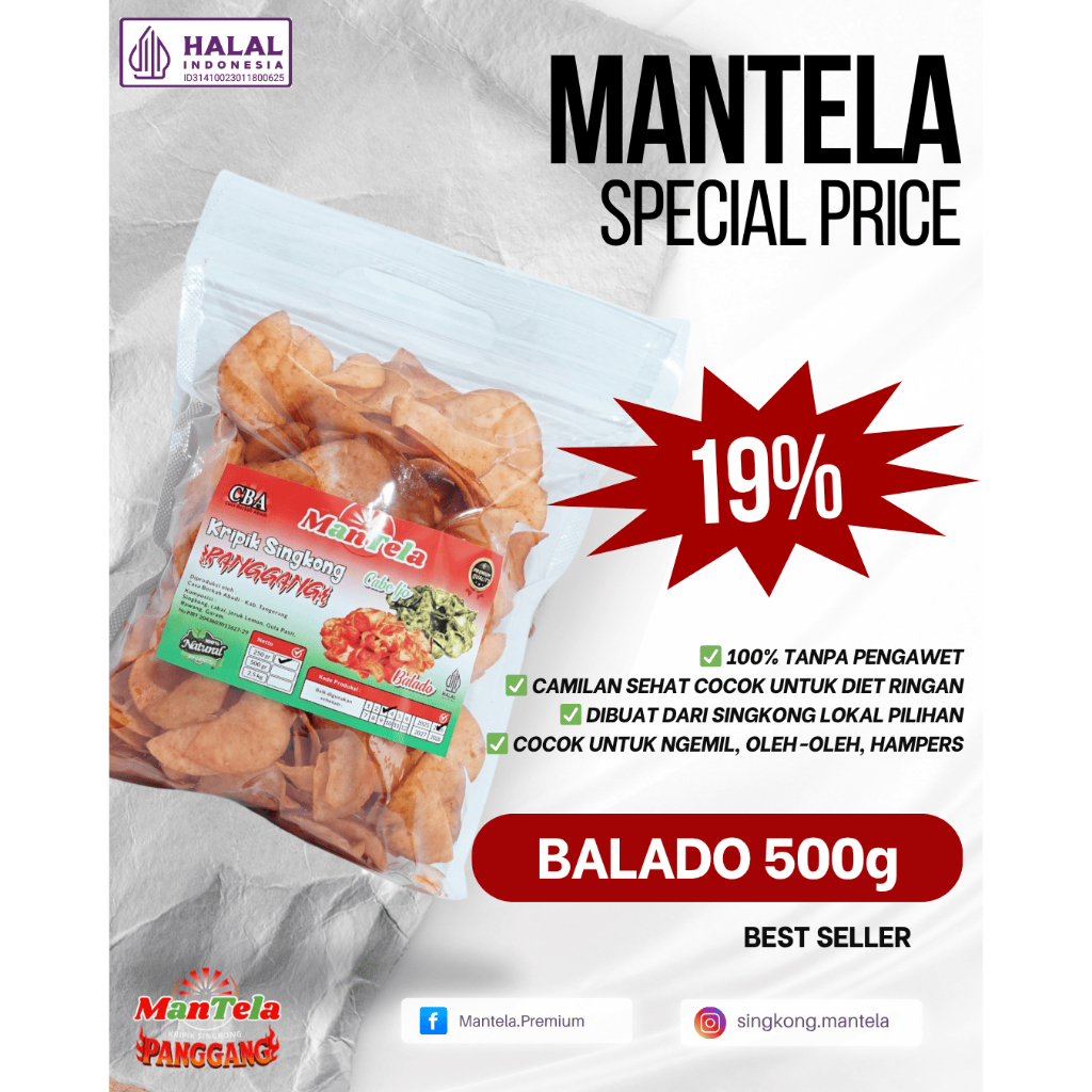 

Cemilan Kripik Singkong Panggang - Balado 500g