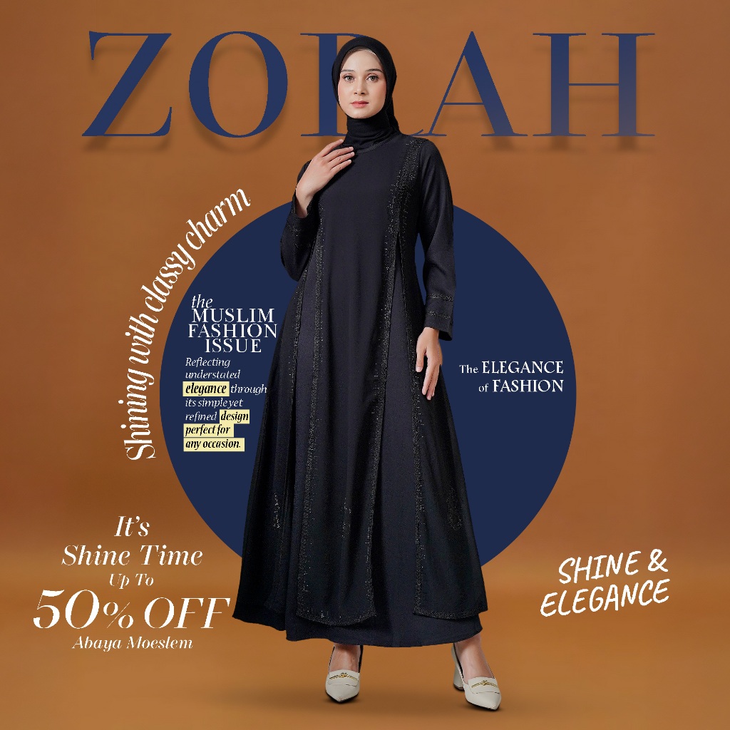 ZORAH • Abaya Gamis Hitam Premium Turkey ZRH-044 | Model Kekinian & Elegan untuk Haji Umroh, Lebaran