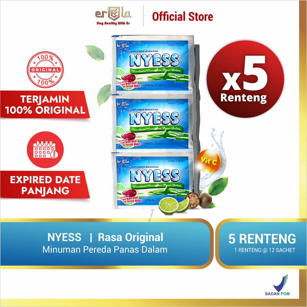 

NYESS 5 RENTENG ORI / Larutan Penyegar Panas Dalam & Sariawan / 60 Sachet