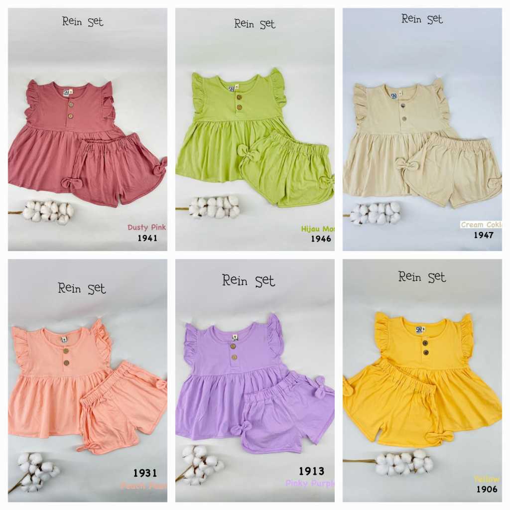 Loopie Kids , Rein Set Unisex Polos Terdapat Kancing Hidup Dengan Setelan Celana