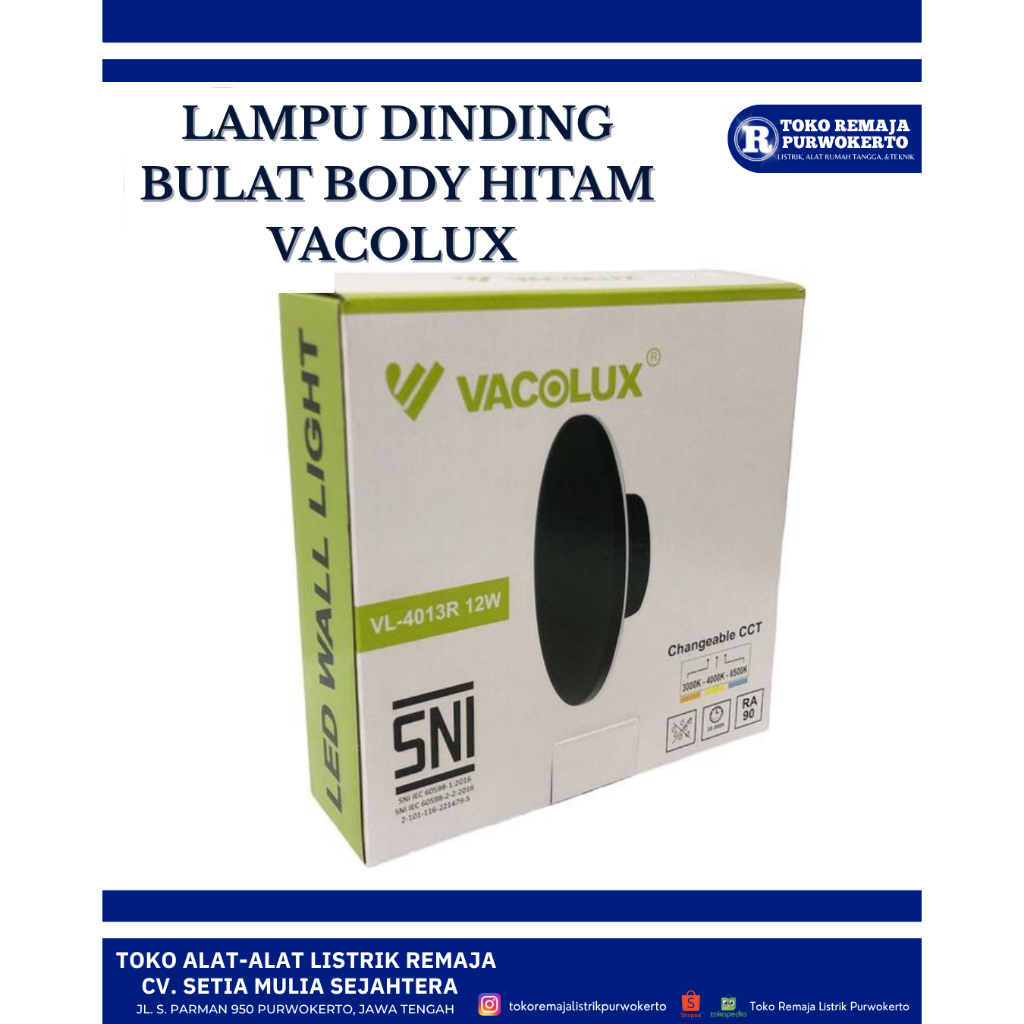 Lampu Dinding Bulat Outbiw 9W | 12W  Switch Ubah Cahaya VACOLUX VL-4013R