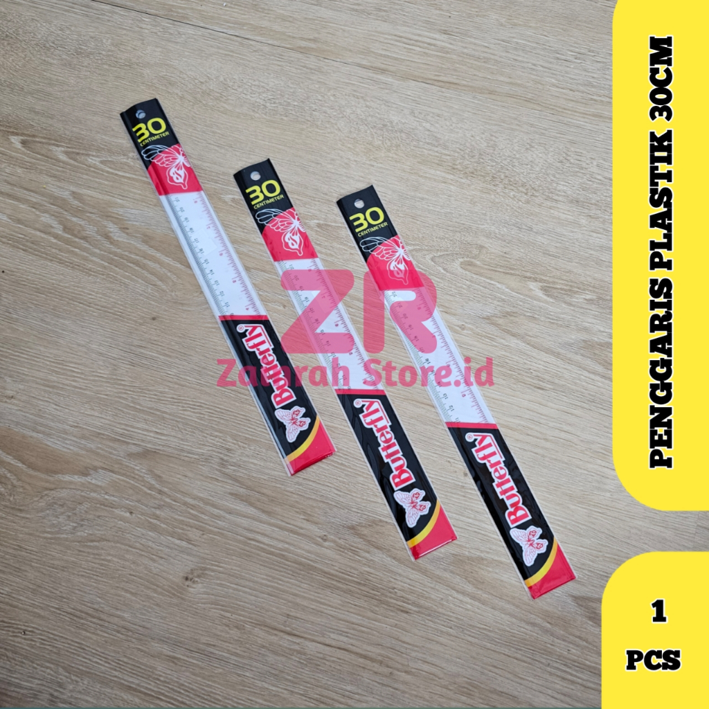 

( 1 PCS ) Penggaris Butterfly 30cm Bening Skala Jelas & Tahan Lama