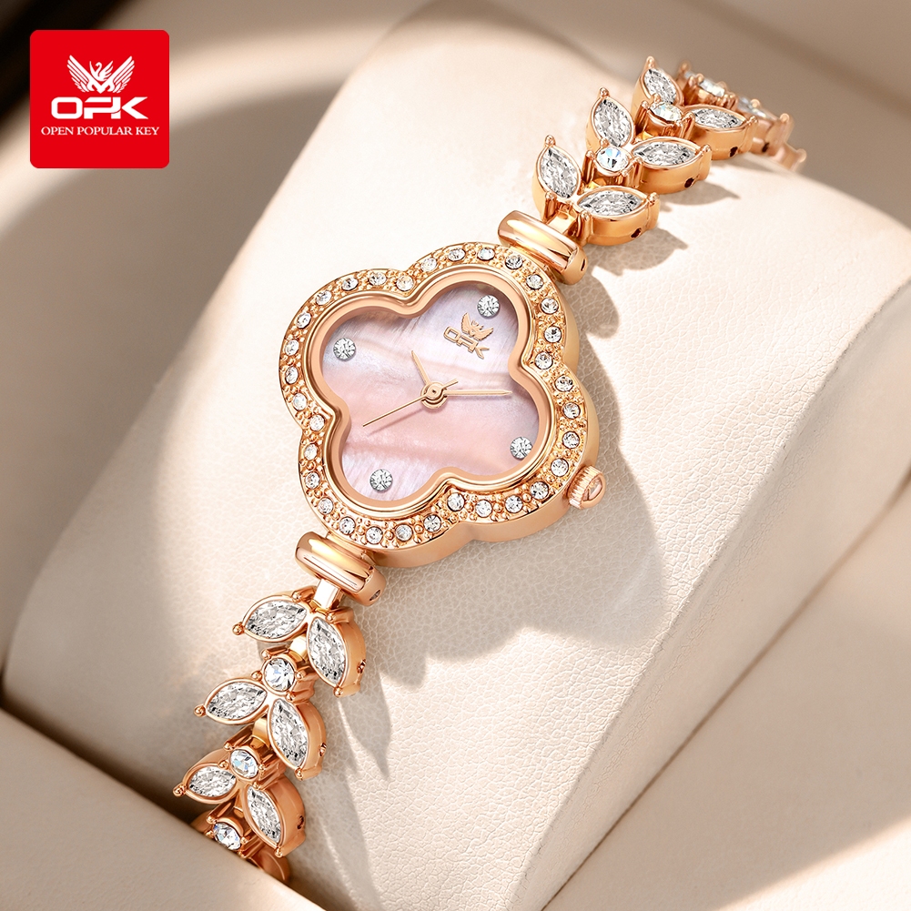 OPK Jam Tangan Wanita Anti Air Original Tahan Cewek Fashion Emas Dengan Pink Whatch Woman