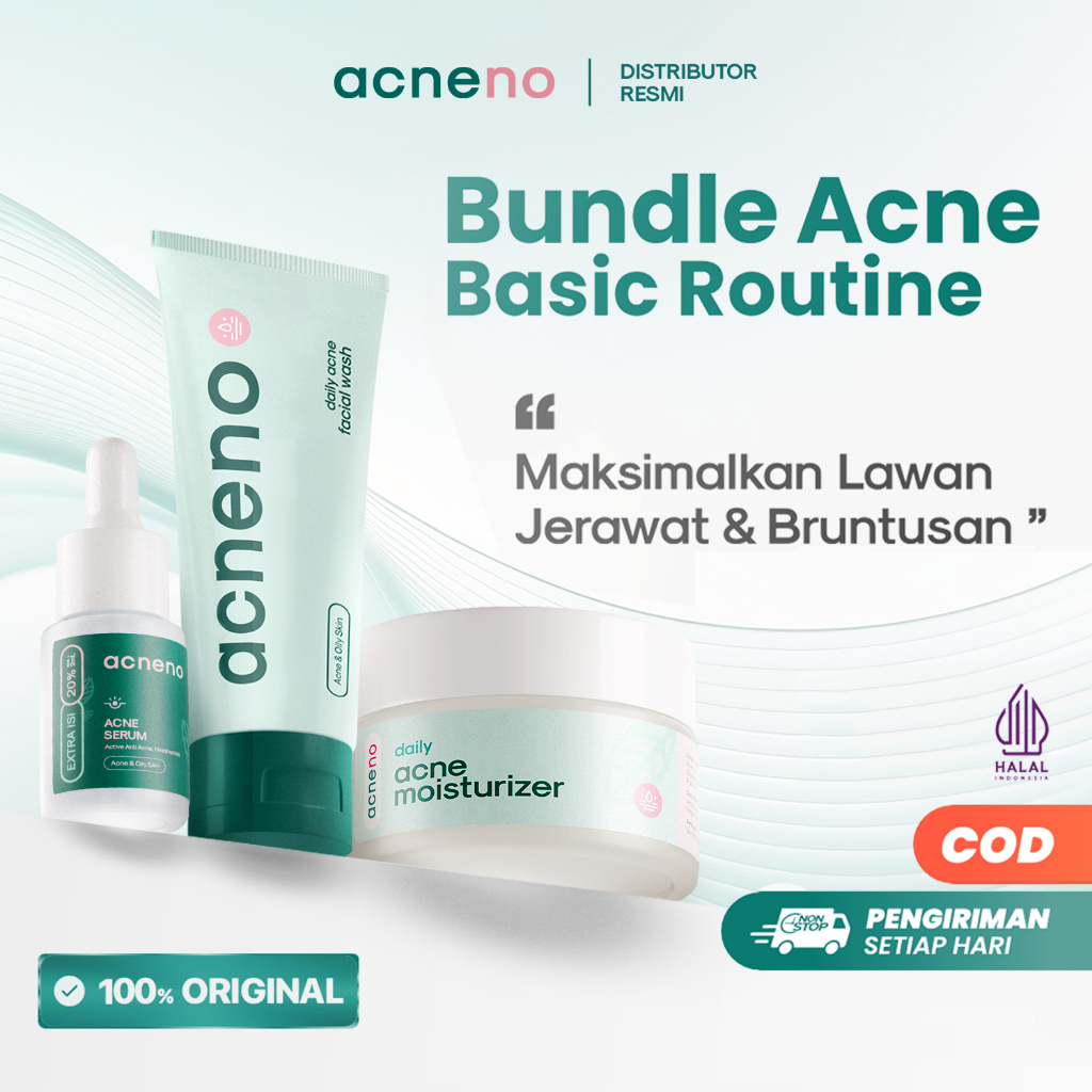 [ACNE FIGHTER] ACNENO Basic Acne Care Super Hemat - Isi 3 Pcs | Perawatan Jerawat dan Bruntusan