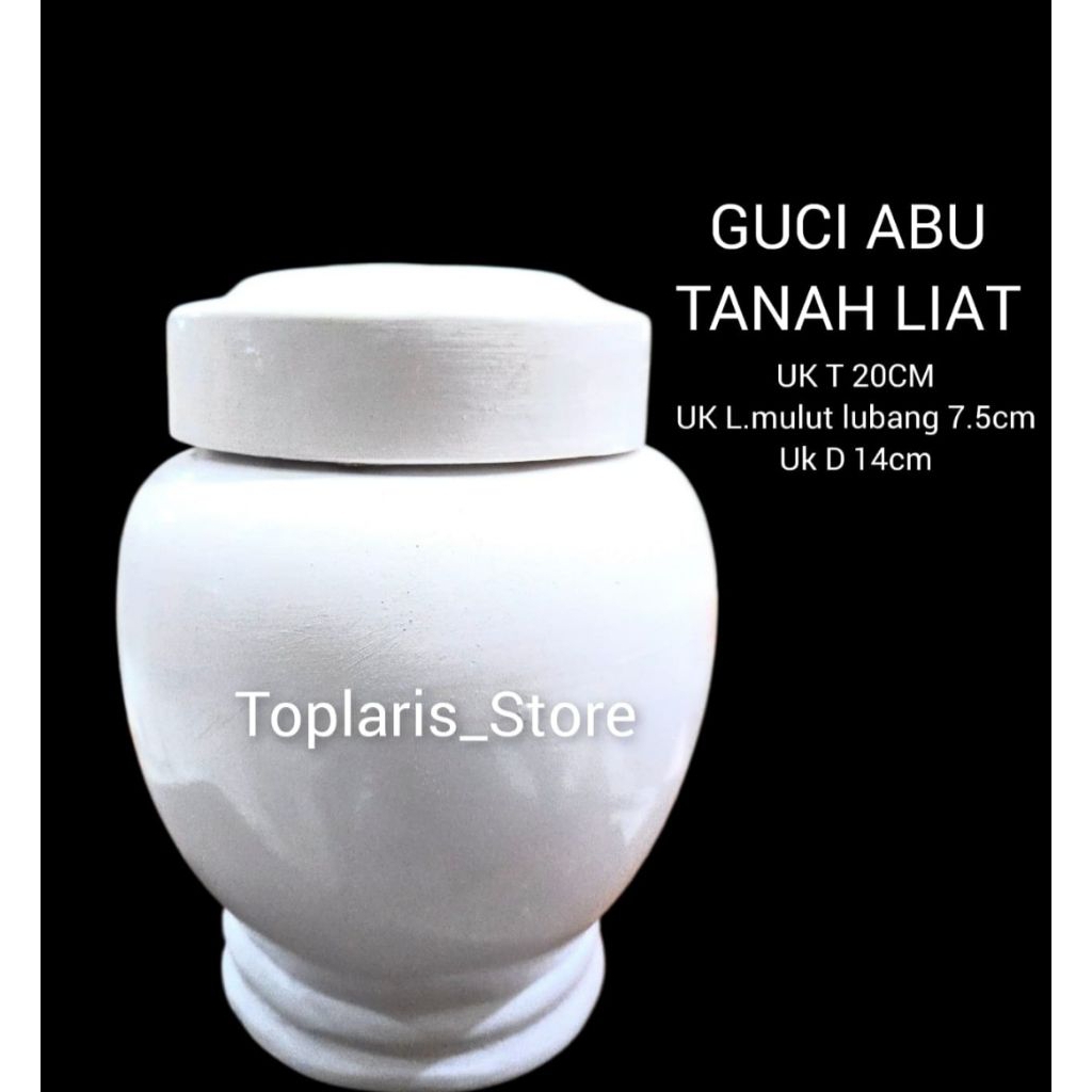Guci Abu Putih Polos Tanah Liat