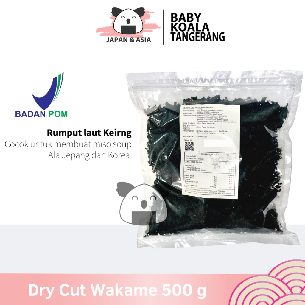 

DRY WAKAME Rumput Laut Kering 500 g │ Dried Cut Wakame Import for Miso Sup Ramen Udon –BKT