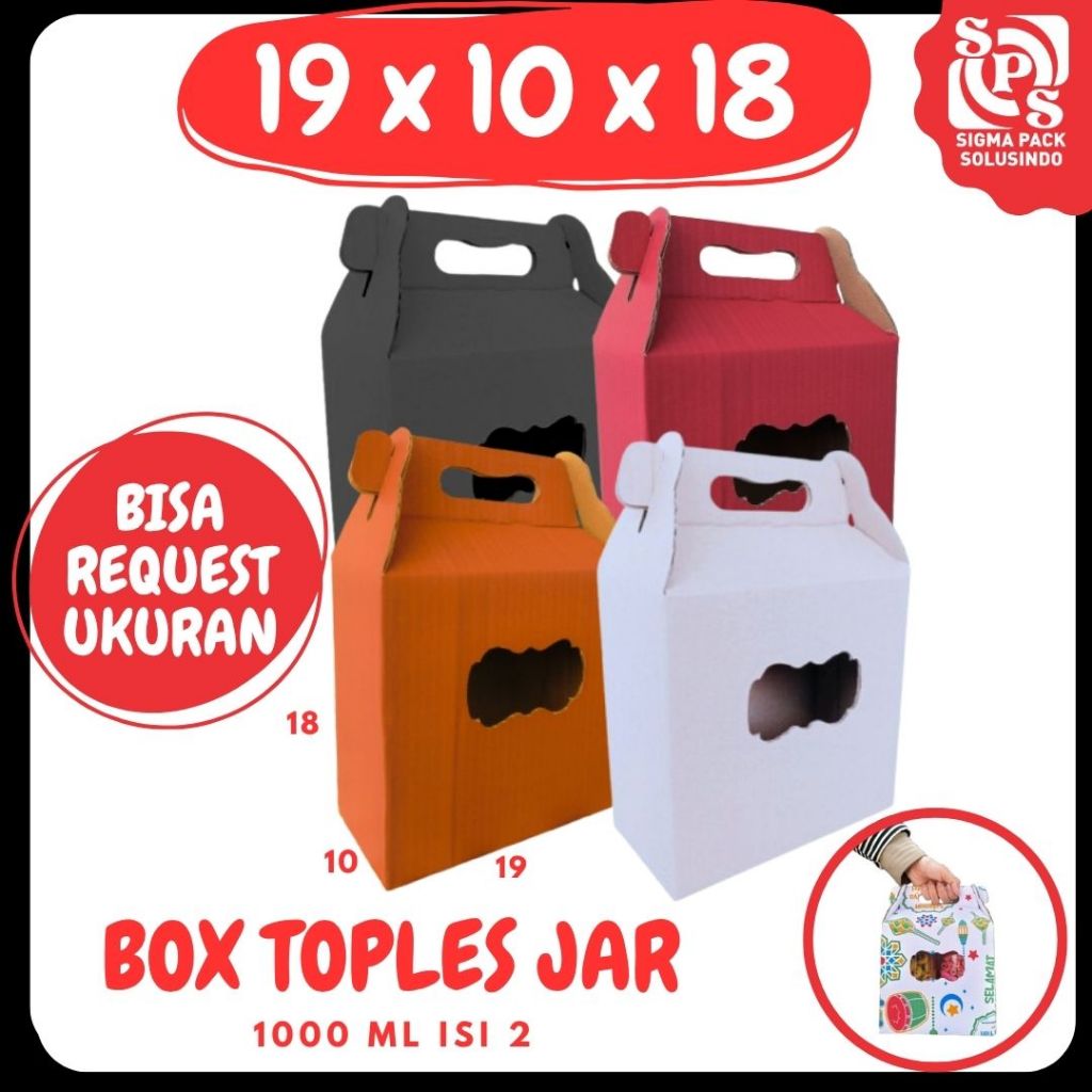 

Box Jinjing 19x10x18 Kardus 19x10x18 Dus Kuker jar 1000ml Isi 2 Toples Hampers Isul Fitri Zigma Pack
