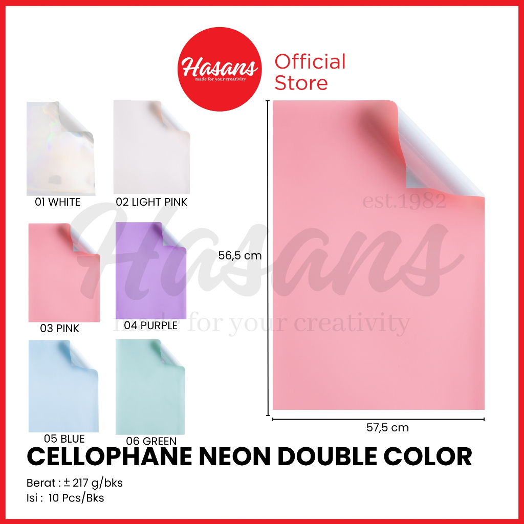 

[10 Lembar] Kertas Buket Bunga Neon / Plastik Buket Bunga Double Color / Cellophane Polos Warna Bolak Balik / Flower Wrapping Paper / Kertas Cellophane Buket Bunga / Cellophane Neon Double Color