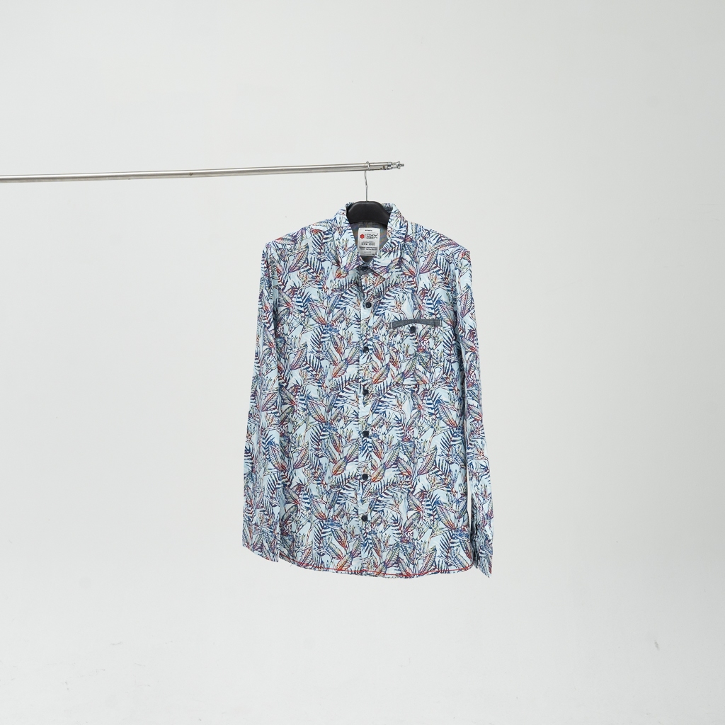 Kemeja Oxygen Denim Original Murah Berkualitas - Motif Semi Batik Daun (6151)
