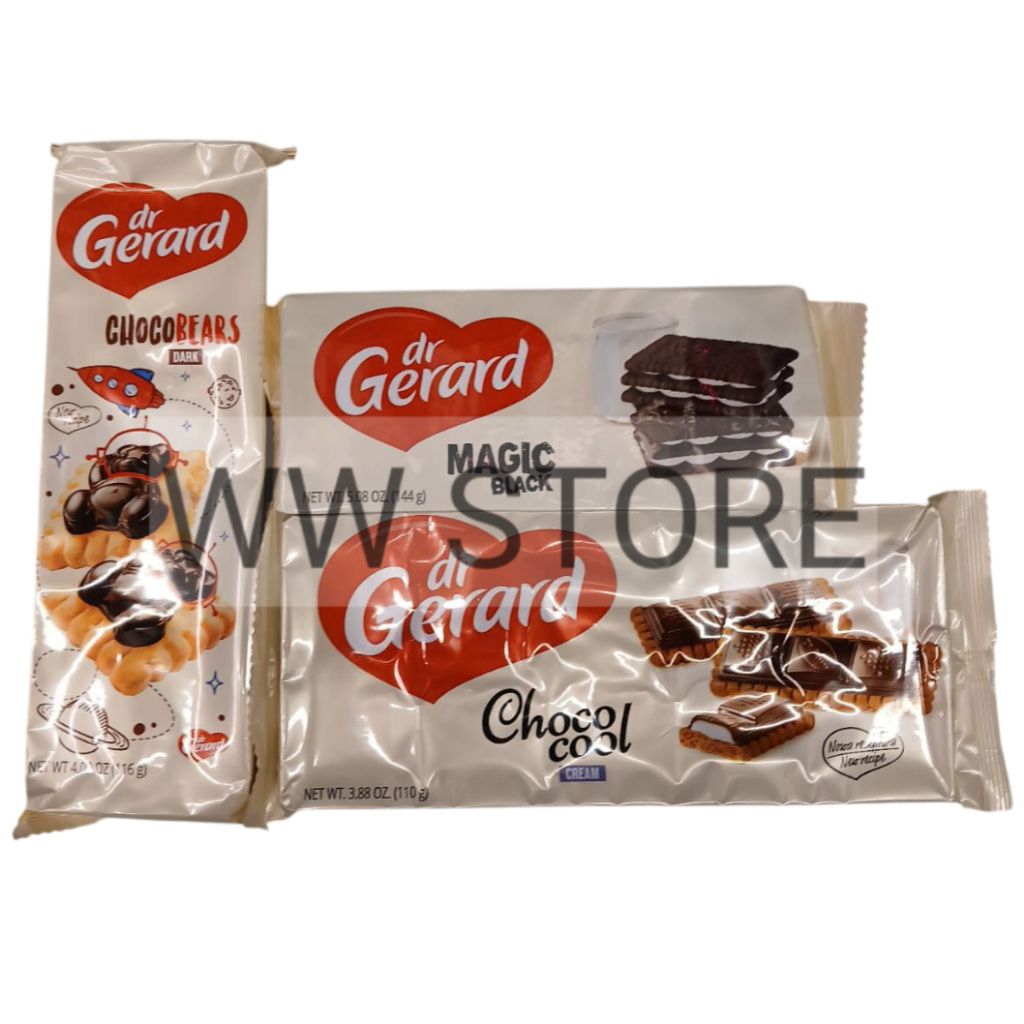 

Biskuit cokelat dengan krim rasa coklat Polandia Poland dr Gerard CHOCO COOL CREAM 110g CHOCOBEARS DARK CHOCOLATE 116g MAGIC BLACK 144g