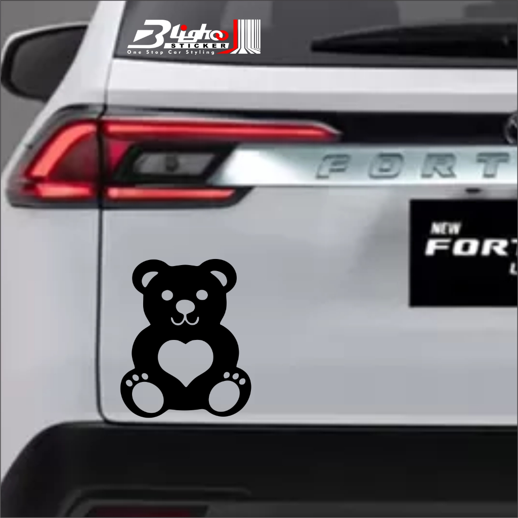 Blighoo - Cutting Stiker Mobil Panda Beruang Love Duduk Lucu Cute Stiker Bagasi Mobil Keren