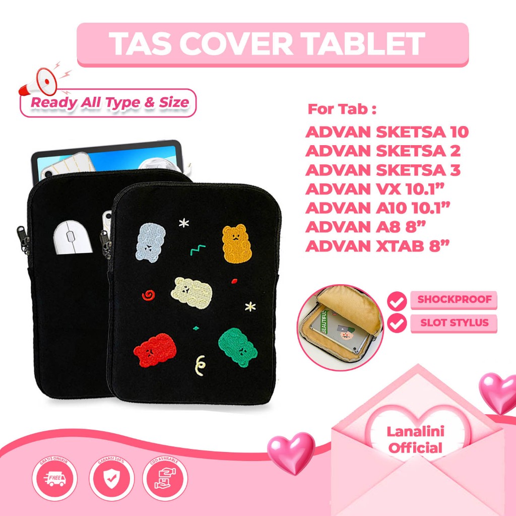 Advan Sketsa 10 2 3 2023 VX Neo Lite Xtab X7 A10 A8 8 10.1 10.4 10 Inch Sleeve Pouch Clutch Carrying