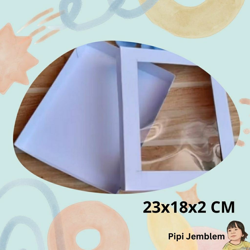 

[23x18x2] kotak box putih ivory tutup mika