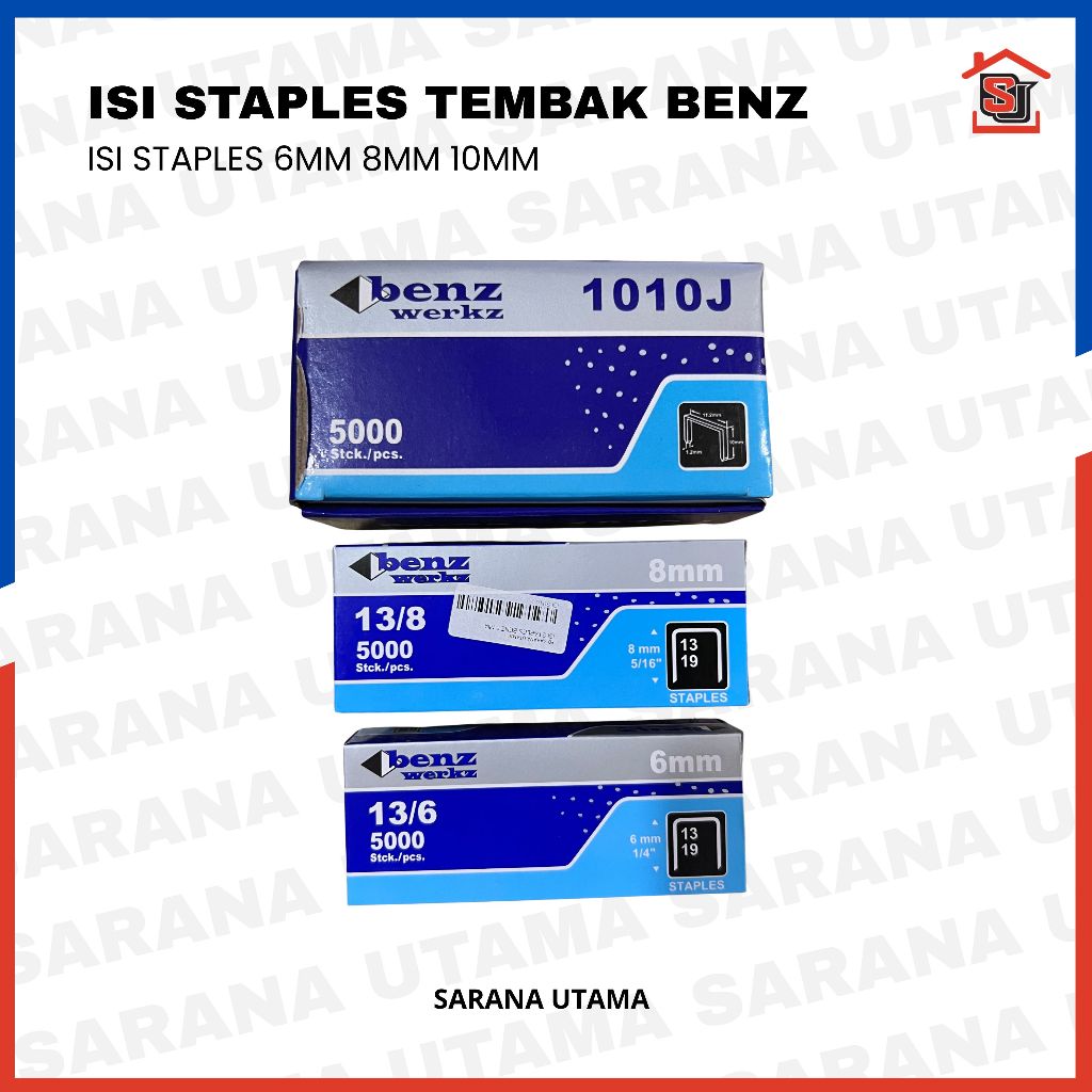 

Isi Staples Tembak Benz 6mm 8mm 10mm / Isi Refill Staples Tembak