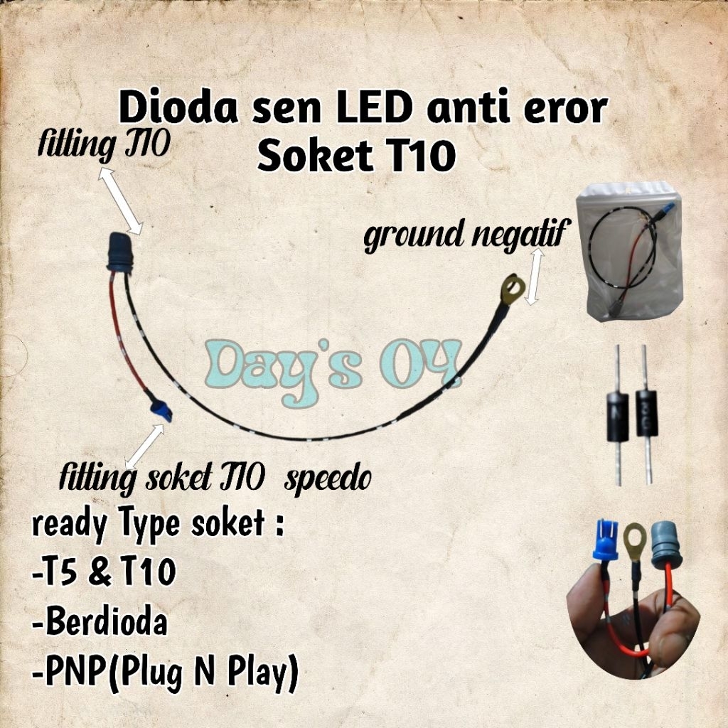 kabel soket anti eror lampu sein soket T5 & T10 Berdioda PNP universal