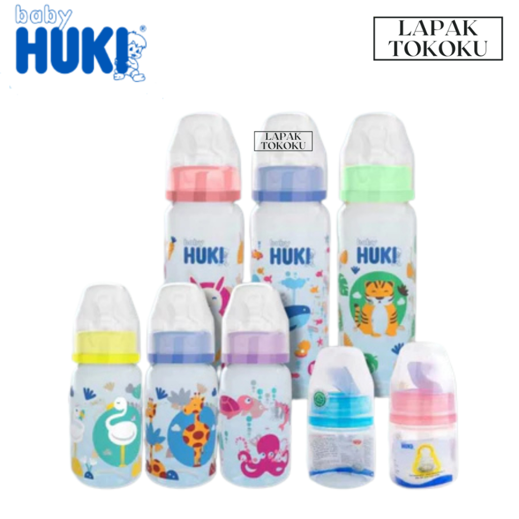 Botol Susu Bayi Huki Botol Susu Bayi 240ML 120ML 60ML Botol SUSU HUKI Pentil Dot BULAT GEPENG