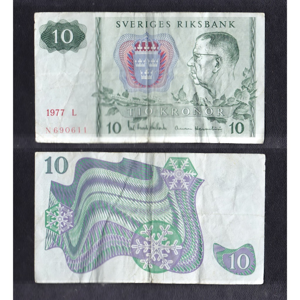 Uang kertas asing Swedia 10 Kronor tahun 1963-1990