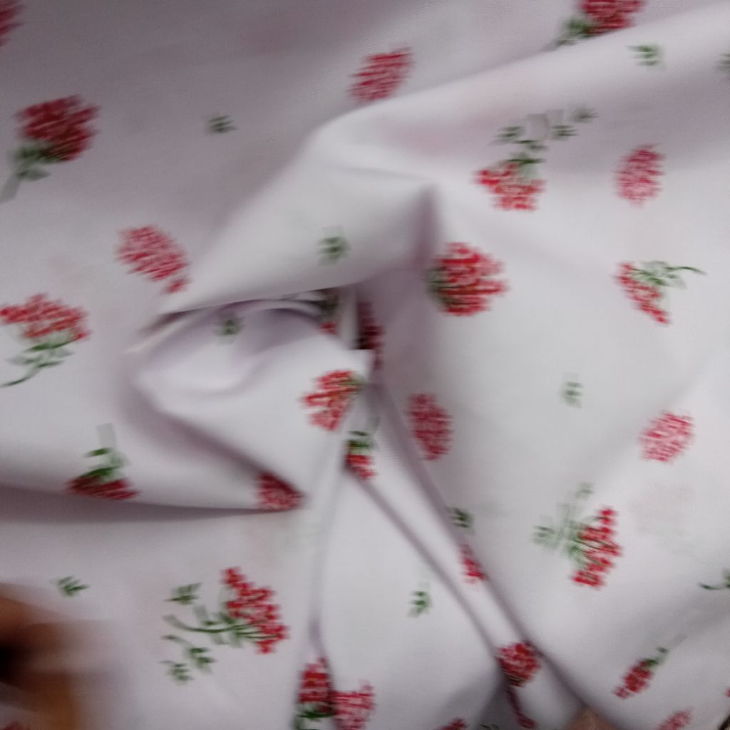 KAIN KATUN TCC PREMIUM GARMENT MOTIF BUNGA MERAH