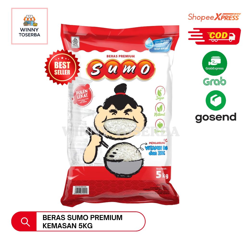 

Sumo Beras Premium Fortifikasi 5kg - Bubur Sushi Goreng Nasi Padang Best Seller Ready Stock