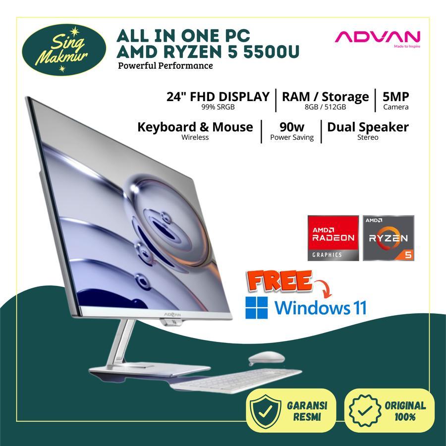 Advan All In One PC AIO OnePC AMD Ryzen 5 5500 U 8GB/512GB Windows 11 - AMD Ryzen 5500U