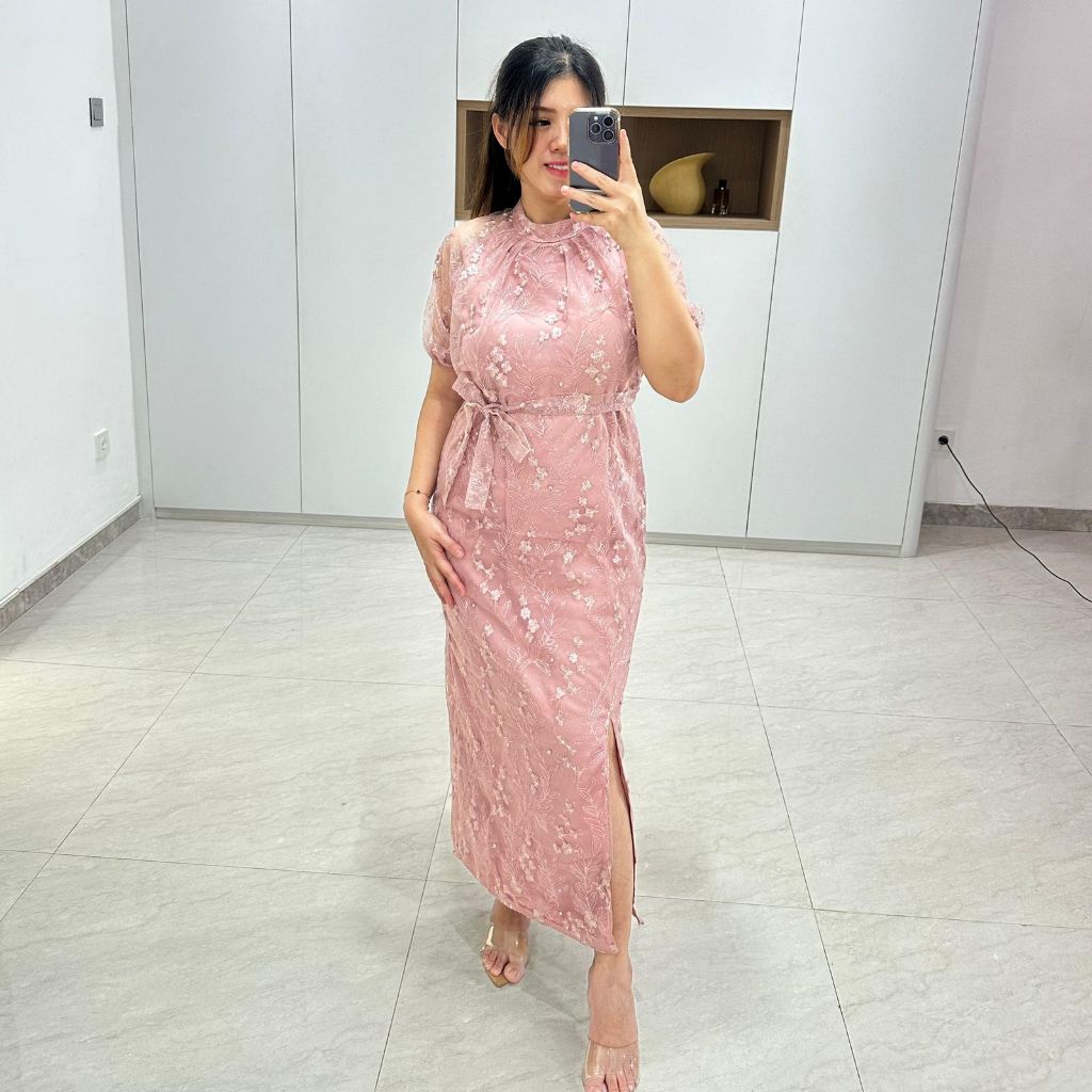 Cameo DRESS AURELIA Dress Wanita Kekinian Elegan Korean Style Gereja Pesta Aurelia Gaun Bordir Mutia