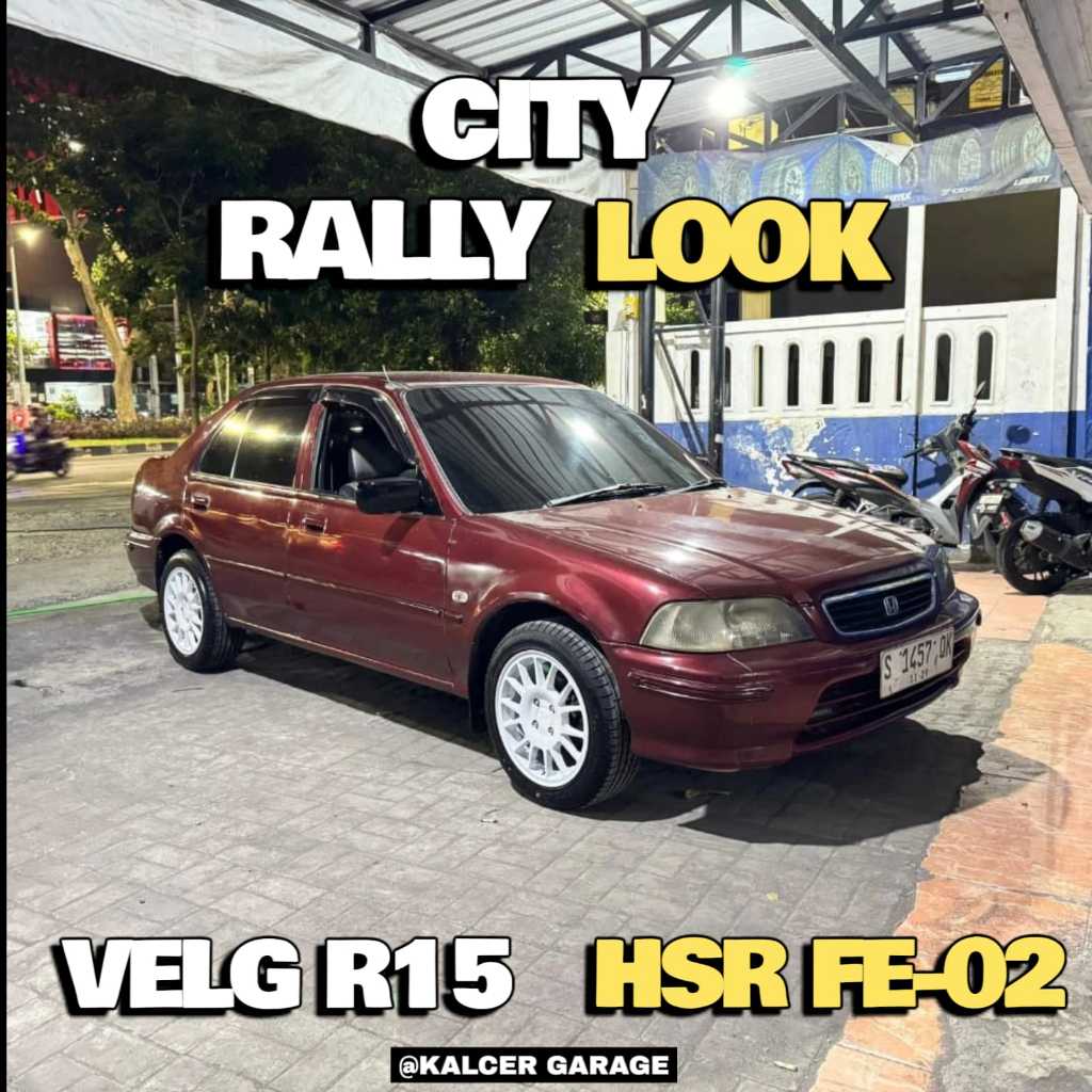 VELG MOBIL CITY R15 HSR FE02 LUBANG 4 ET42 WHITE RALLY LOOK - TOKO VELG PETUKANGAN
