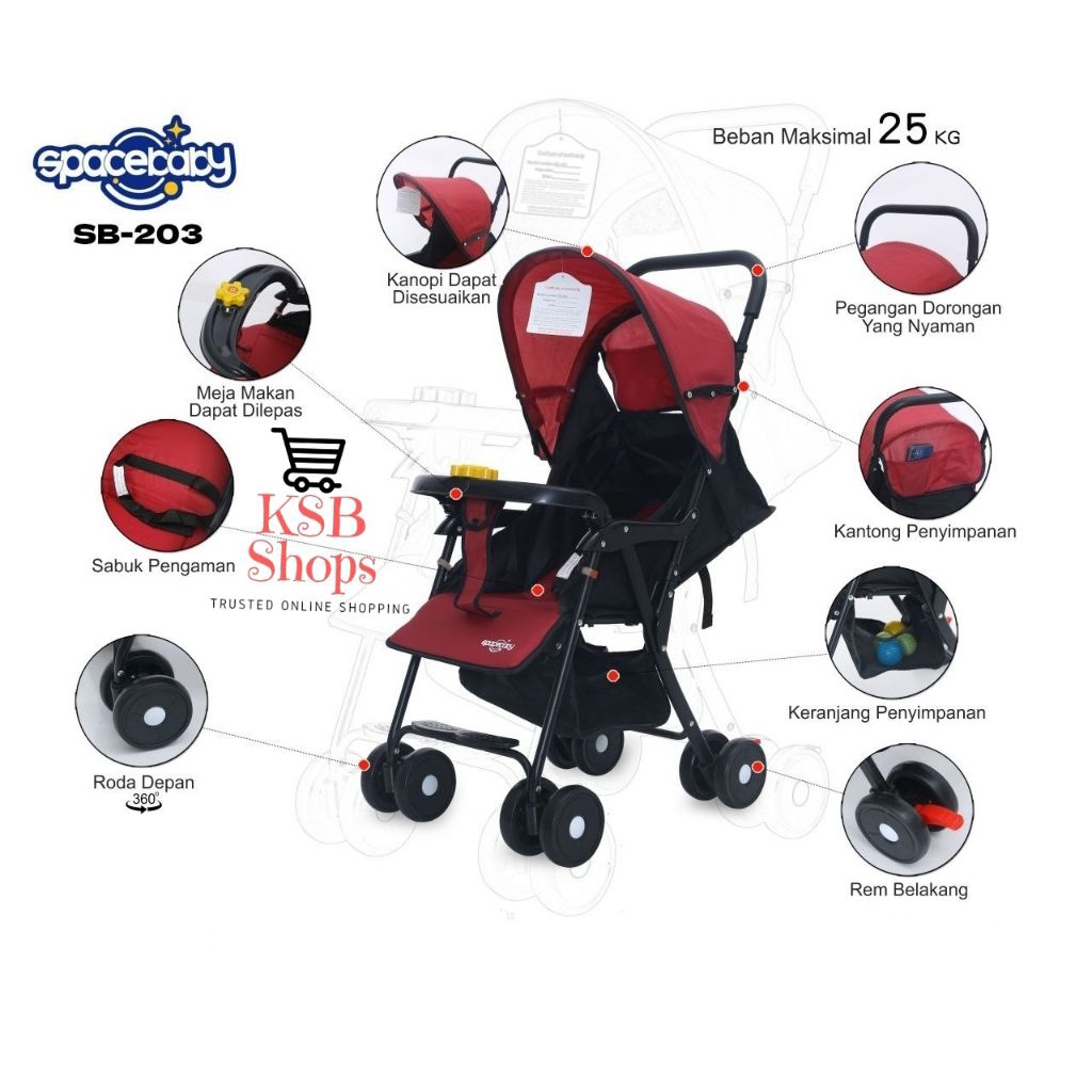 [KSB] Sepeda Bayi / Baby Stroller / Kereta Dorong Bayi  SPACEBABY Fitur Lengkap Ekonomis MURAH DISKO