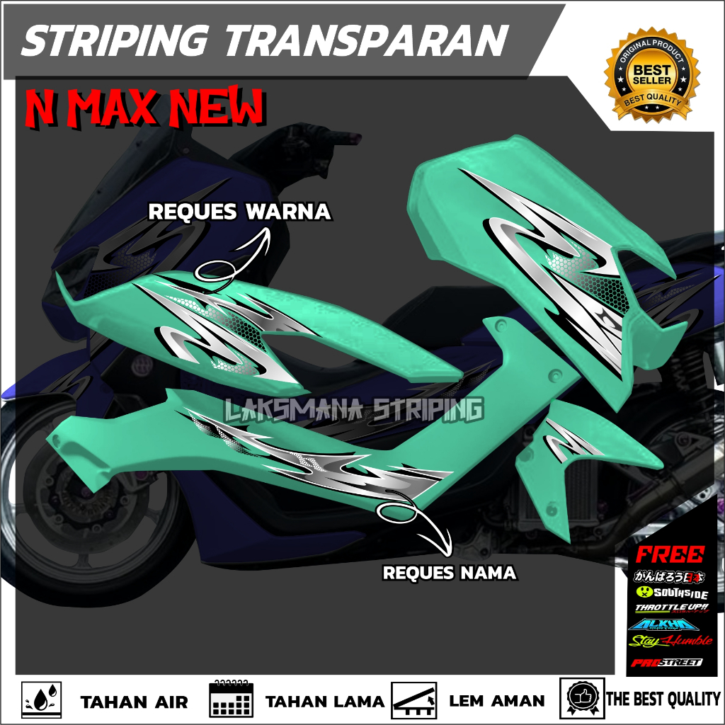 STRIPING NMAX NEW 155 STIKER TRANSPARAN YAMAHA NMAX GEN 2 BISA REQUES WARNA FARIASI STIKER MOTOR
