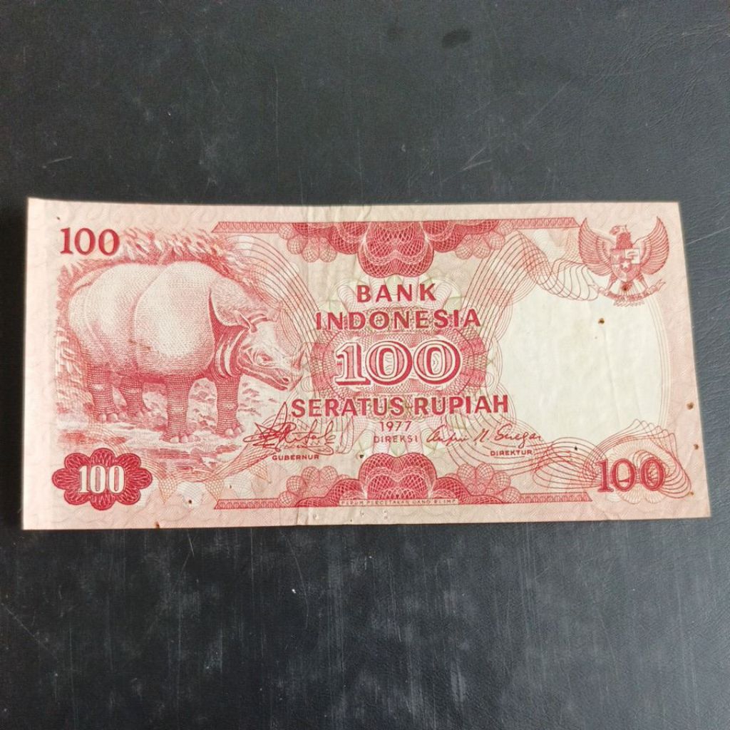 Uang Kuno 100 Rupiah 1977 Badak