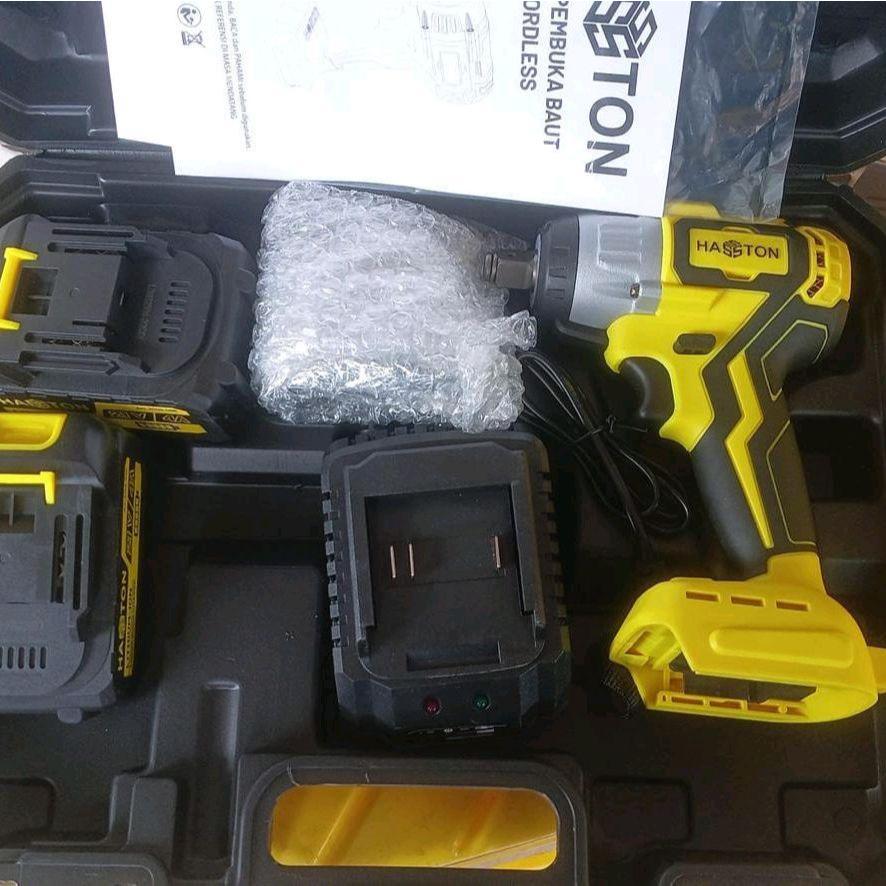 Cordless Impact Wrench 21V Baterai Charger Pembuka Baut Heavy Duty