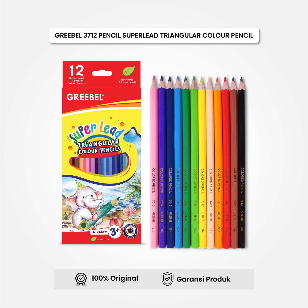 

GREEBEL Pensil Warna 12 Warna 3712 Super Lead Triangular Color Pencil Timur Agung Grosir