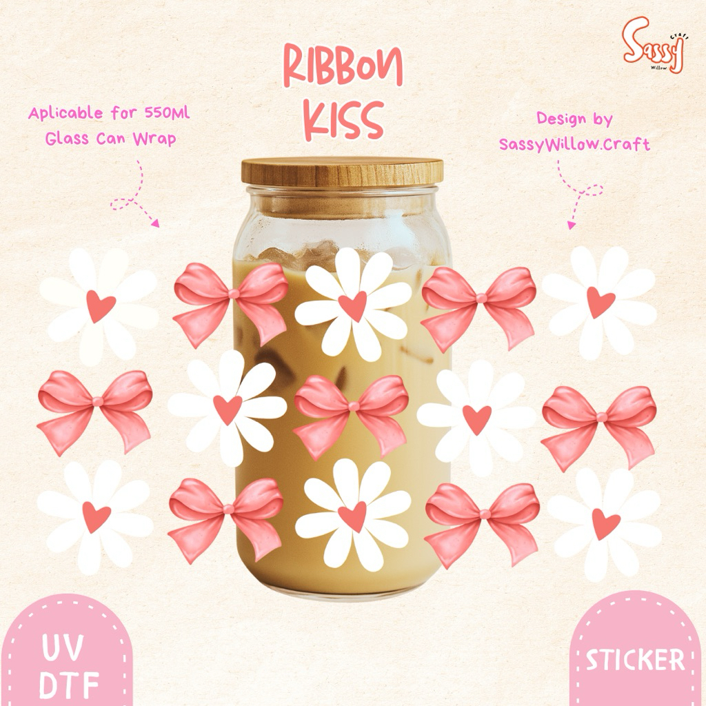 

Sticker Tumbler Aesthetic UV DTF | Ribbon Kisses | Sassy Willow
