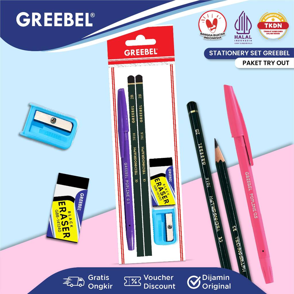 

GREEBEL Pensil Pulpen Set Alat Tulis Anak Sekolah (PAKET TRY OUT) / Stationery Set Paket Alat Tulis