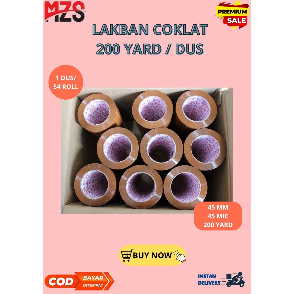 

MZS TAPE LAKBAN COKLAT 200 YARD 1 DUS / 54 ROLL