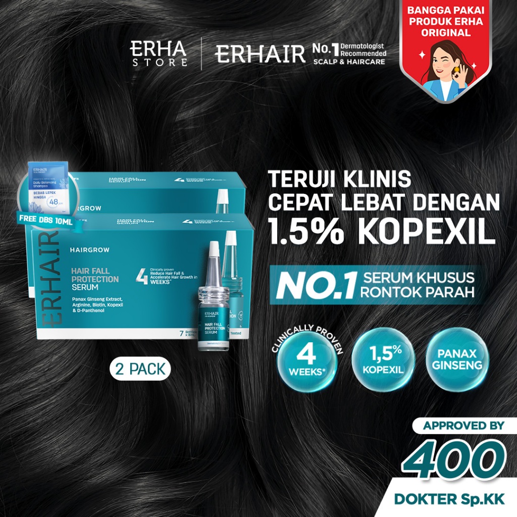 ERHAIR Twin Flame Hairgrow Serum 7x8 ml (2pack) - Serum Penumbuh Rambut Rontok